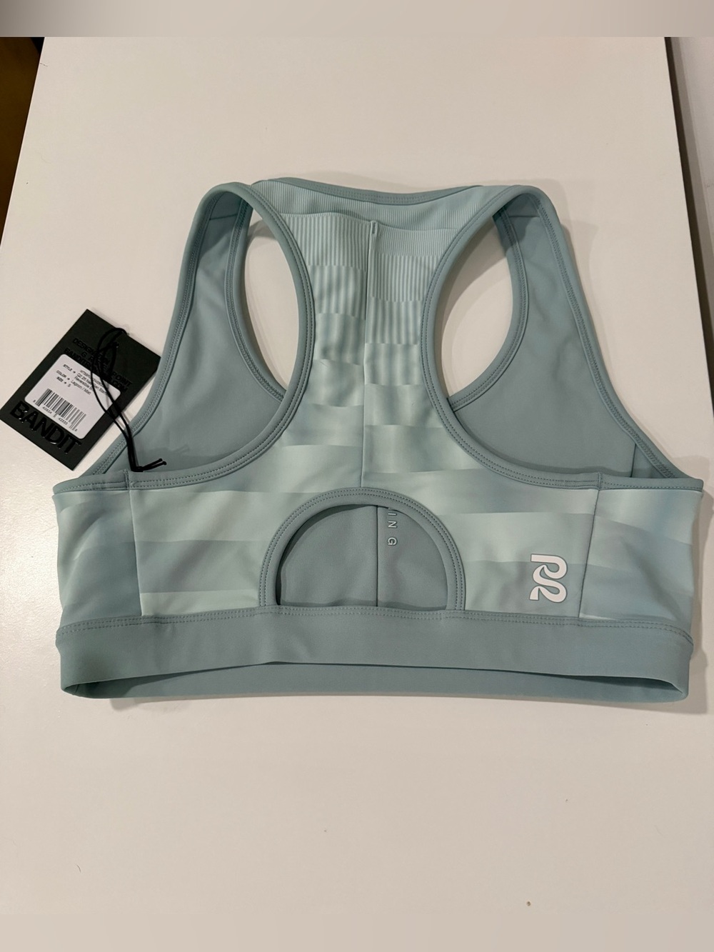 NWT BANDIT VANISHER REVERSO SCOOP NECK RUN BRA GROWING GRID LAGOON / MIST SIZE S - Picture 5 of 7